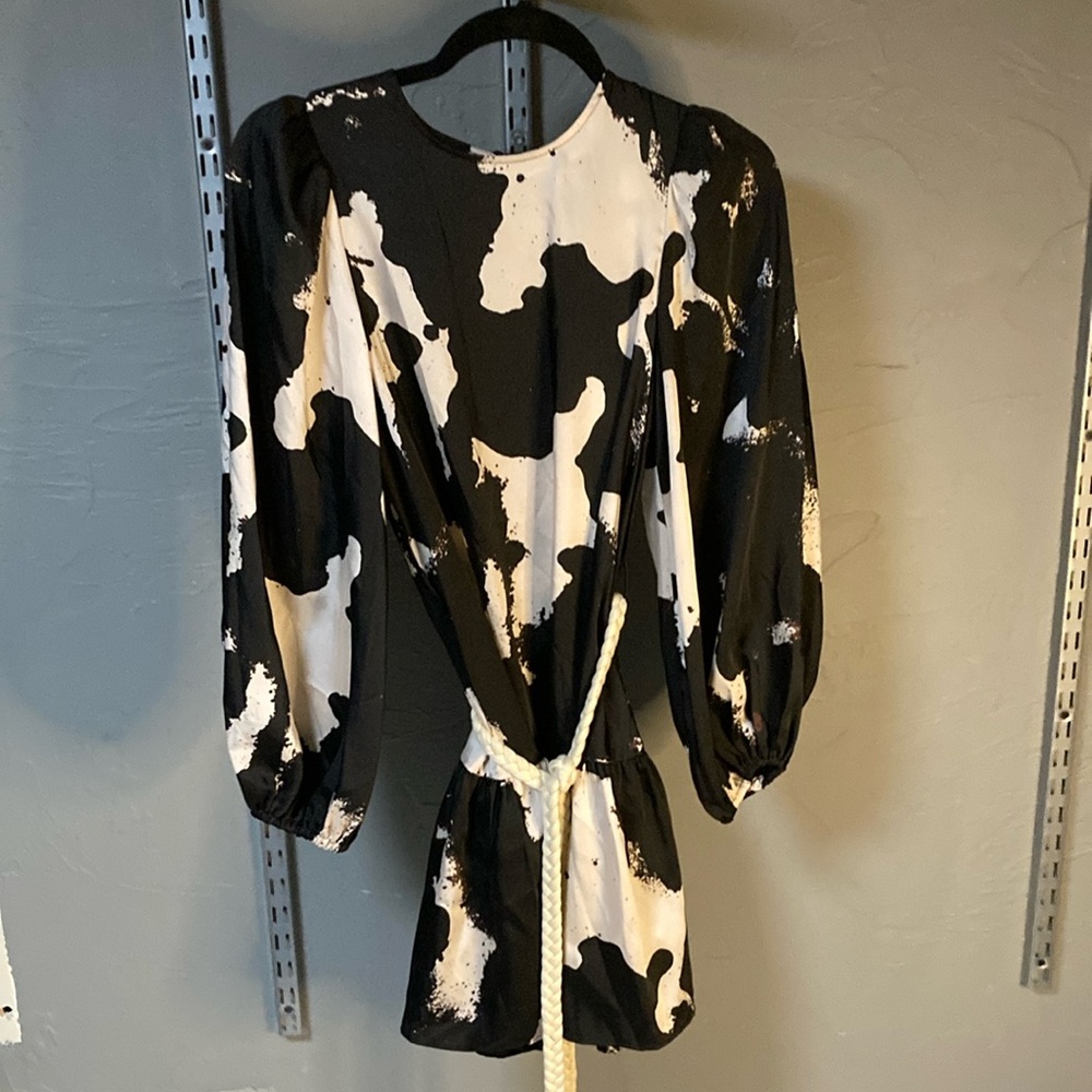Black and White Patterned Women's Dress